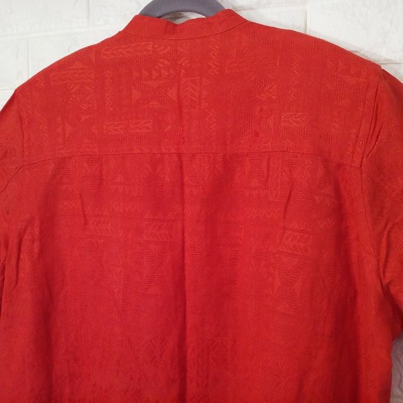 Erin London Top Linen Mandarin Shacket Tunic 2X Textured 3/4 Sleeves Orange - Picture 11 of 11